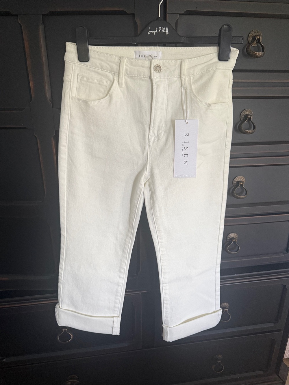 Risen White Cropped Roll-Cuff Women's Jeans